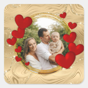 Elegante Valentijnskaarten, Liefde, Jubileum Rode Vierkante Sticker