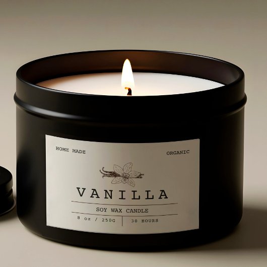 Élégante Vanille Boho Beige Étiquette bougie