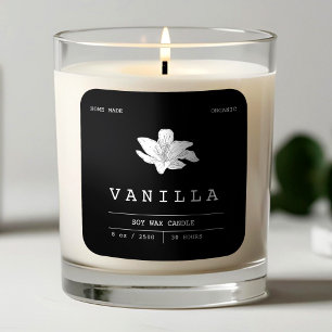 Elegante Vanille Zwart & Wit Kaars Labels