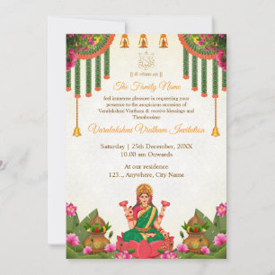 Elegante Varalakshmi Vratham Invitation Kaart