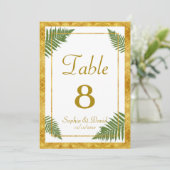 Elegante varenbladeren Goud folie bruiloft TAfel N Kaart (Staand voorkant)