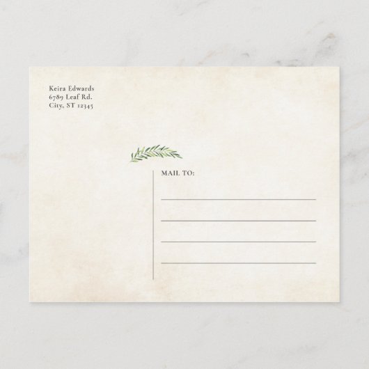 Élégante végétation rustique, carte de sauvegarde (Dos)