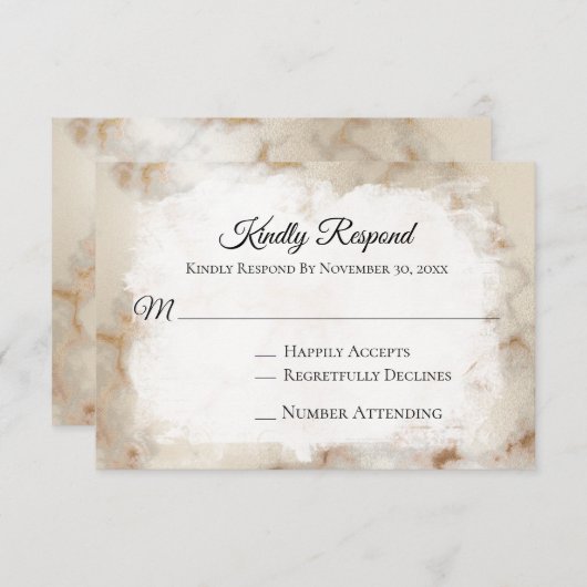 *~* Elégante Veine en or marbre AR2 Mariage RSVP (Devant / Derrière)
