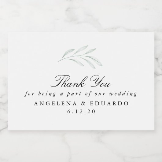 Elegante Velden Mini Wijnfles Dank u Label Sparkling Wijnetiket (Enkel label)