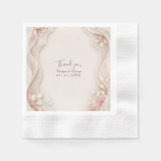 Elegante Vellum Roze Trouw Gelaagde Bloemen Servet