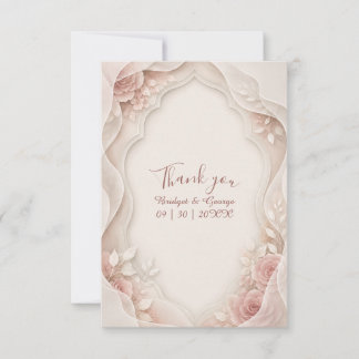 Elegante Vellum Roze Trouwdag Gelaagde Bloemen Bedankkaart