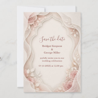 Elegante Vellum Roze Trouwlaag Bloemen Kaart