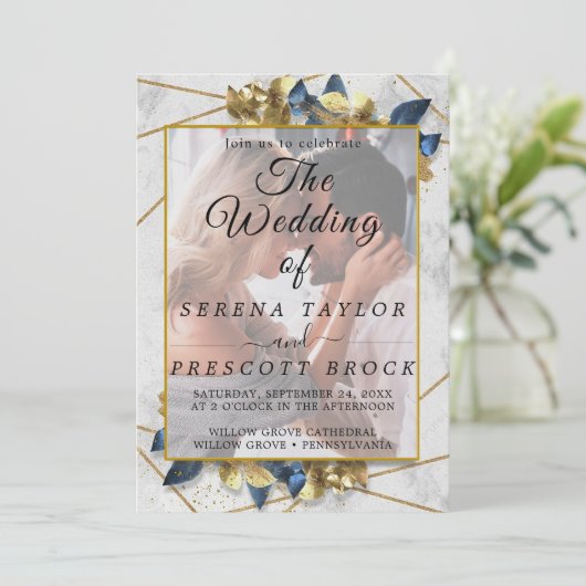 Elegante Vellum Trouw Uitnodiging (Staand voorkant)