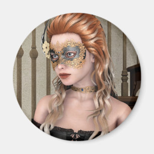 Elegante Venetiaanse Maskerade Portretkunst Magneet