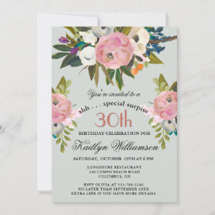 Elegante VERASSING Handgeschilderde 30e Verjaardag Kaart