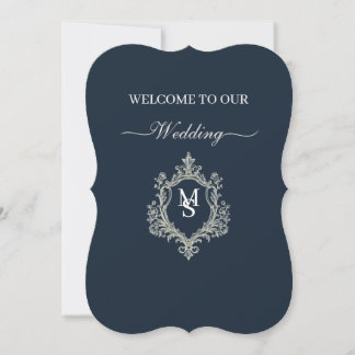 Elegante verbrande oranje monogram kam wedding uit kaart