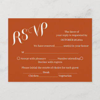 Elegante Verbrande Oranje Script Trouw RSVP Kaart