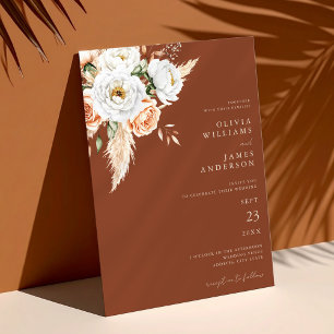 Elegante Verbrande Sinaasappel Terracotta Bloemen Kaart