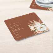 Elegante Verbrande Sinaasappel Terracotta Bloemen  Vierkante Kartonnen Onderzetter (Schuin)