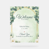 Élégante verdure Arc en or Mariage Bienvenue (Recto)