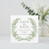 Élégante verdure Enregistrer la date invitation ph (Debout devant)