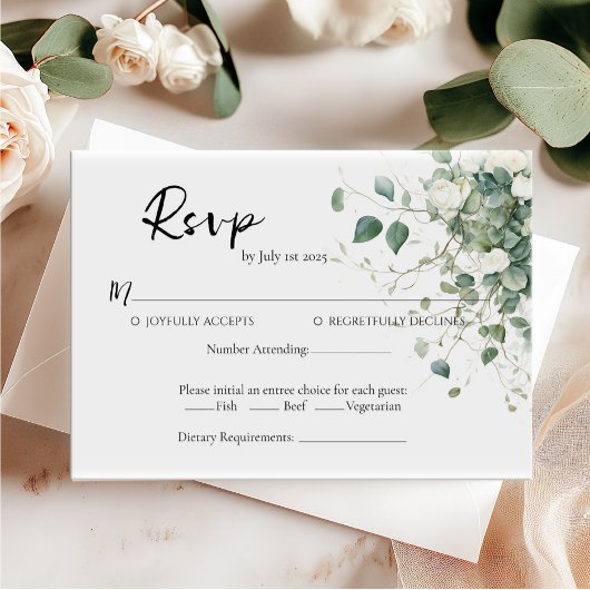 Elégante verdure et mariage rose carte RSVP