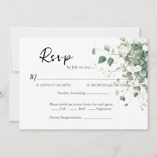 Elégante verdure et mariage rose carte RSVP (Devant)