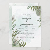 Elégante verdure Eucalyptus Sages Invitation (Devant / Derrière)