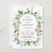 Élégante verdure Faire-part de mariage florale (Devant)