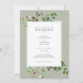 Élégante verdure Faire-part de mariage minimal (Devant)