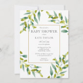Elégante verdure Foliage Baby shower Invitation (Devant)