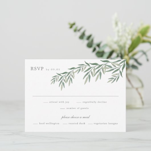 Elégante verdure Foliage Mariage Carte RSVP
