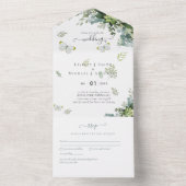 Élégante verdure Foliage Mariage Invitations Budge (À l'intérieur)