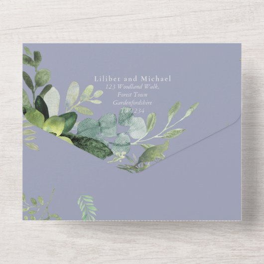 Élégante verdure Foliage Mariage Invitations Budge (Verso)