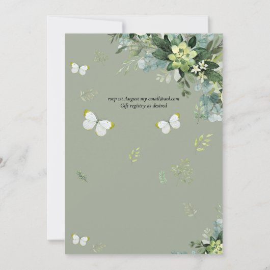 Élégante verdure Foliage Mariage Invitations Budge (Dos)