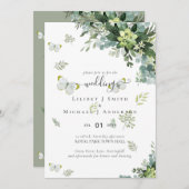 Élégante verdure Foliage Mariage Invitations Budge (Devant / Derrière)