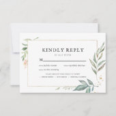Elégante verdure Gold Frame Mariage RSVP avec repa (Devant)