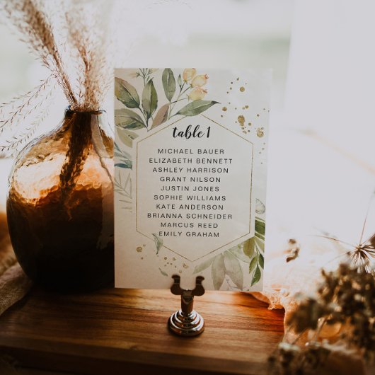 Elégante verdure Gold Frame Table Carte de siège