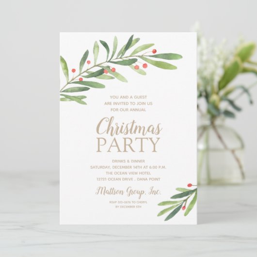 Élégante verdure Invitations de Noël (Debout devant)