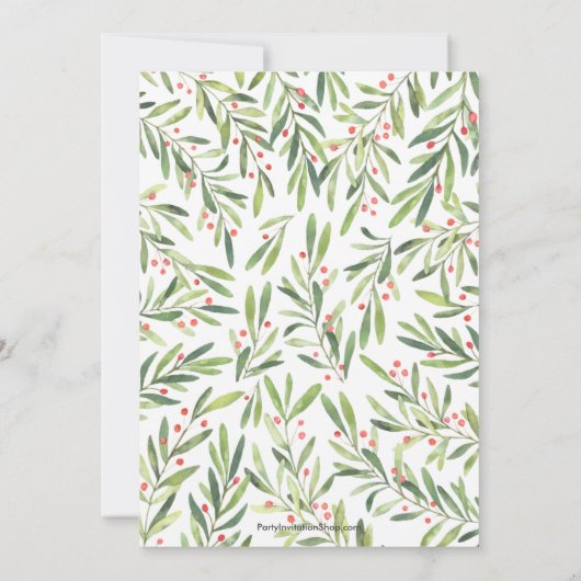 Élégante verdure Invitations de Noël (Dos)