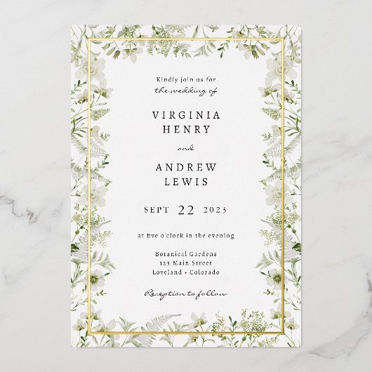 Elégante verdure Invitations Mariage Foil (Recto)