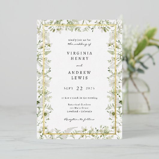 Elégante verdure Invitations Mariage Foil (Debout devant)