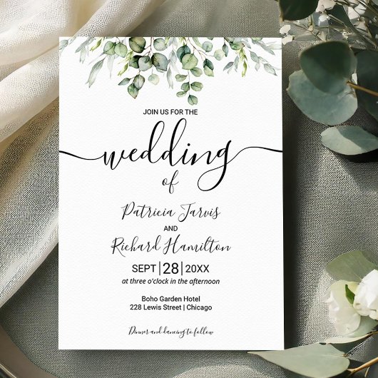 Elégante verdure Mariage Invitations