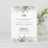 Elégante verdure Mariage Invitations Moderne (Debout devant)