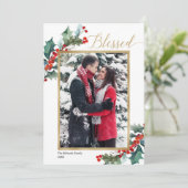 Elégante verdure or rouge Blessé carte de Noël (Debout devant)