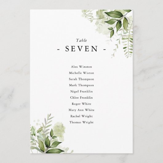 Élégante verdure Plan Floral Siège Numéro de table (Devant)