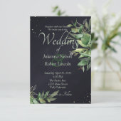 Elégante verdure sur faire-part de mariage noire (Debout devant)