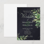 Élégante verdure sur invitation de mariage noire (Devant / Derrière)