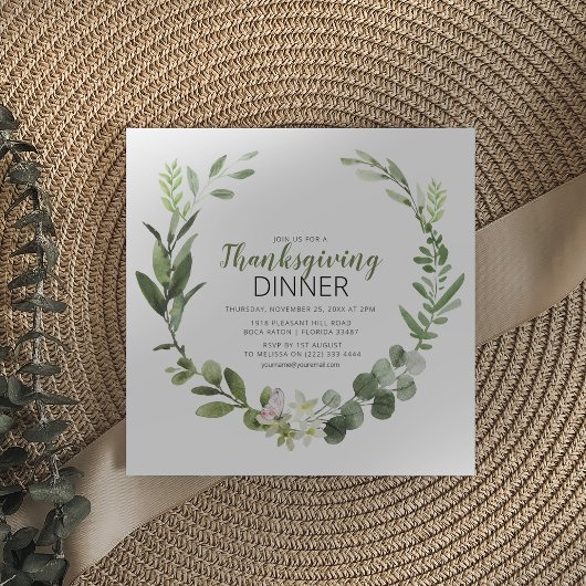 Élégante verdure Thanksgiving Invitation
