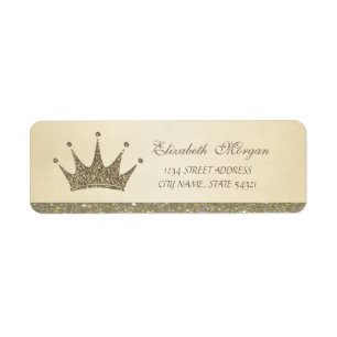 Elegante verfijnde glinsterende tiara adreslabel etiket
