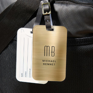 Elegante Vergulde Monogram Metalen Bagagelabel