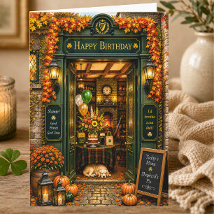 Elegante Verhaalboek Herfst Iers Pub Gelukkig Verj Kaart
