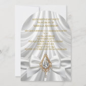 Elegante Verjaardag Goud Wit Diamanten Juweel Bow Kaart (Achterkant)