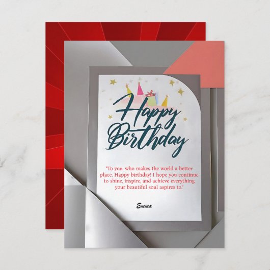 Elegante verjaardag Kaart met modern design (Voorkant / Achterkant)