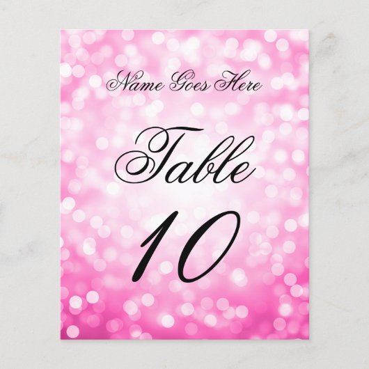 Elegante Verjaardag Roze Glitter Lights Place Card (Voorkant)